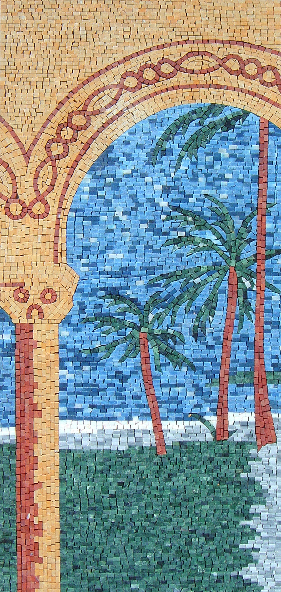 Handmade Palm Tree Mosaic Tile Art: Desert Scenery Wall Decor
