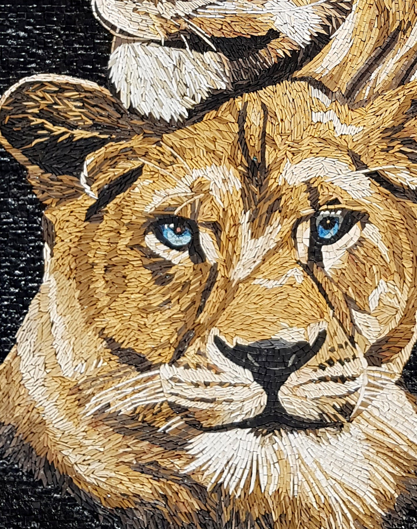 Handmade Lion Mosaic Tile Art: Jungle Animal Decor (50” x 28”)