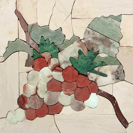 Handmade Marble Grapes Mosaic Tile: Kitchen Backsplash Art
