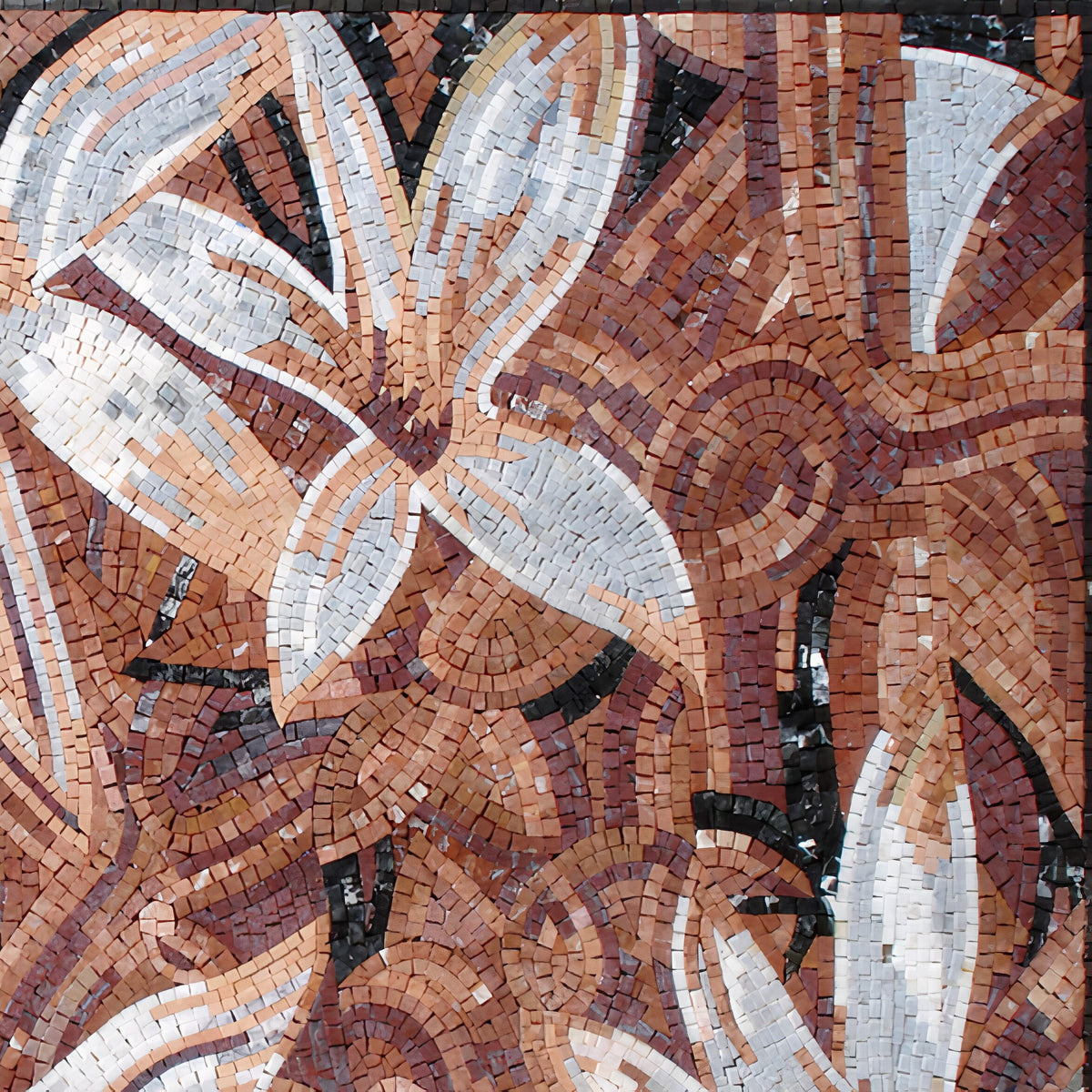 Handmade Marble Mosaic Lilies Wall Art: Floral Home Decor