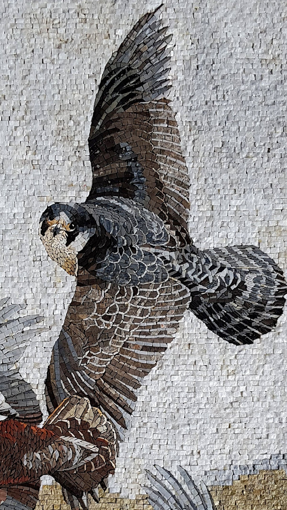 Handmade Eagle Mosaic Tile Art: Indoor/Outdoor Stone Wall Decor