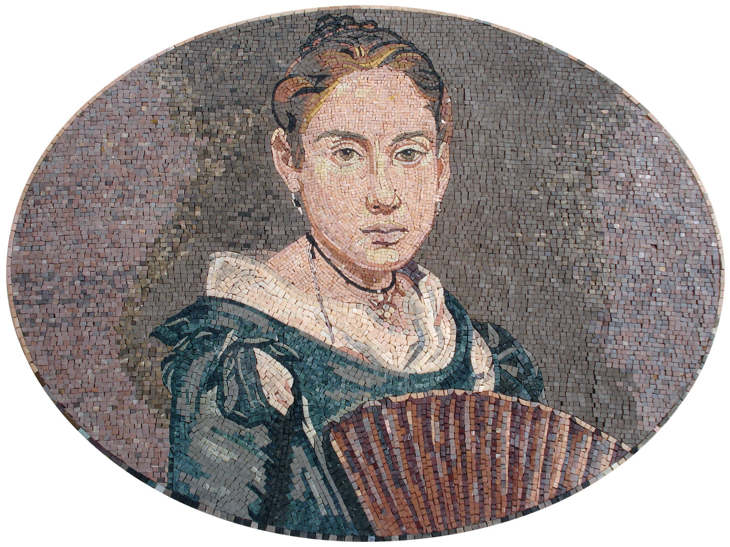 Pietro Longhi Mosaic Tile: Italian Woman Portrait, Handmade Marble Art