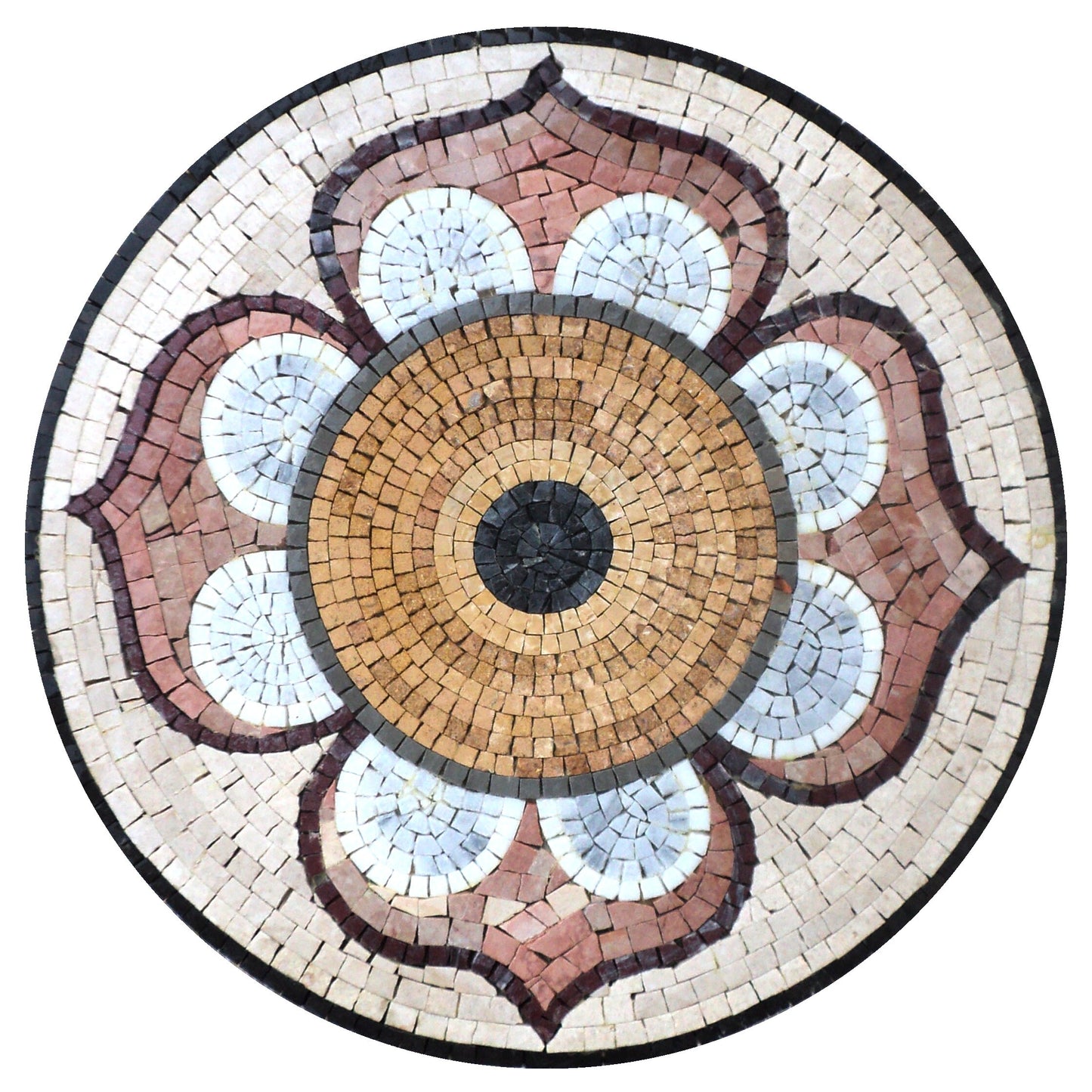 Intricate Elegance: Handmade 20" Marble Mosaic Medallion Tile for Artful Home Décor - Customization available