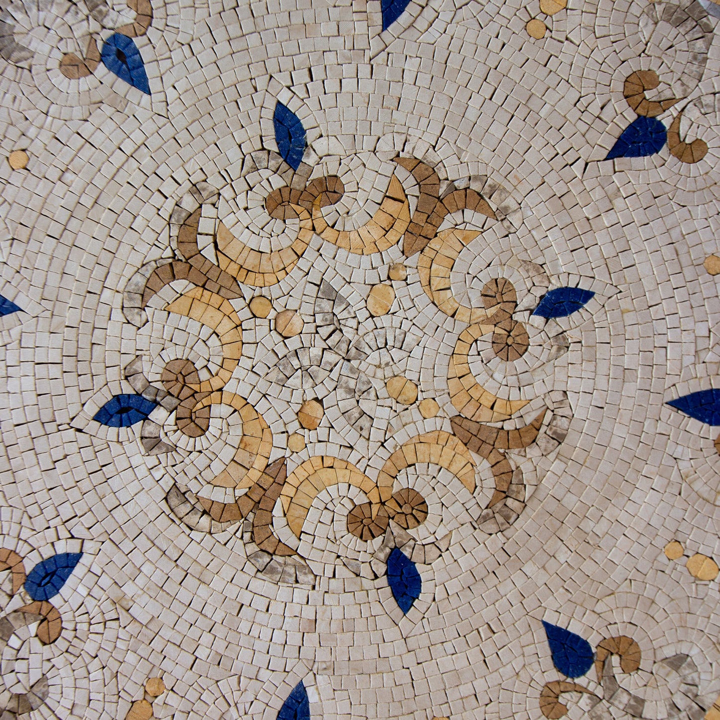Maritime Elegance - 32-Inch Handmade Nautical Rose Compass Round Mosaic Art Tile - Customization available