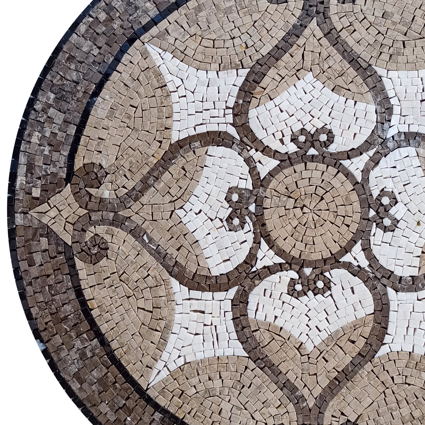 Handmade Marble Mosaic Medallion: 32-Inch Art Tile Décor