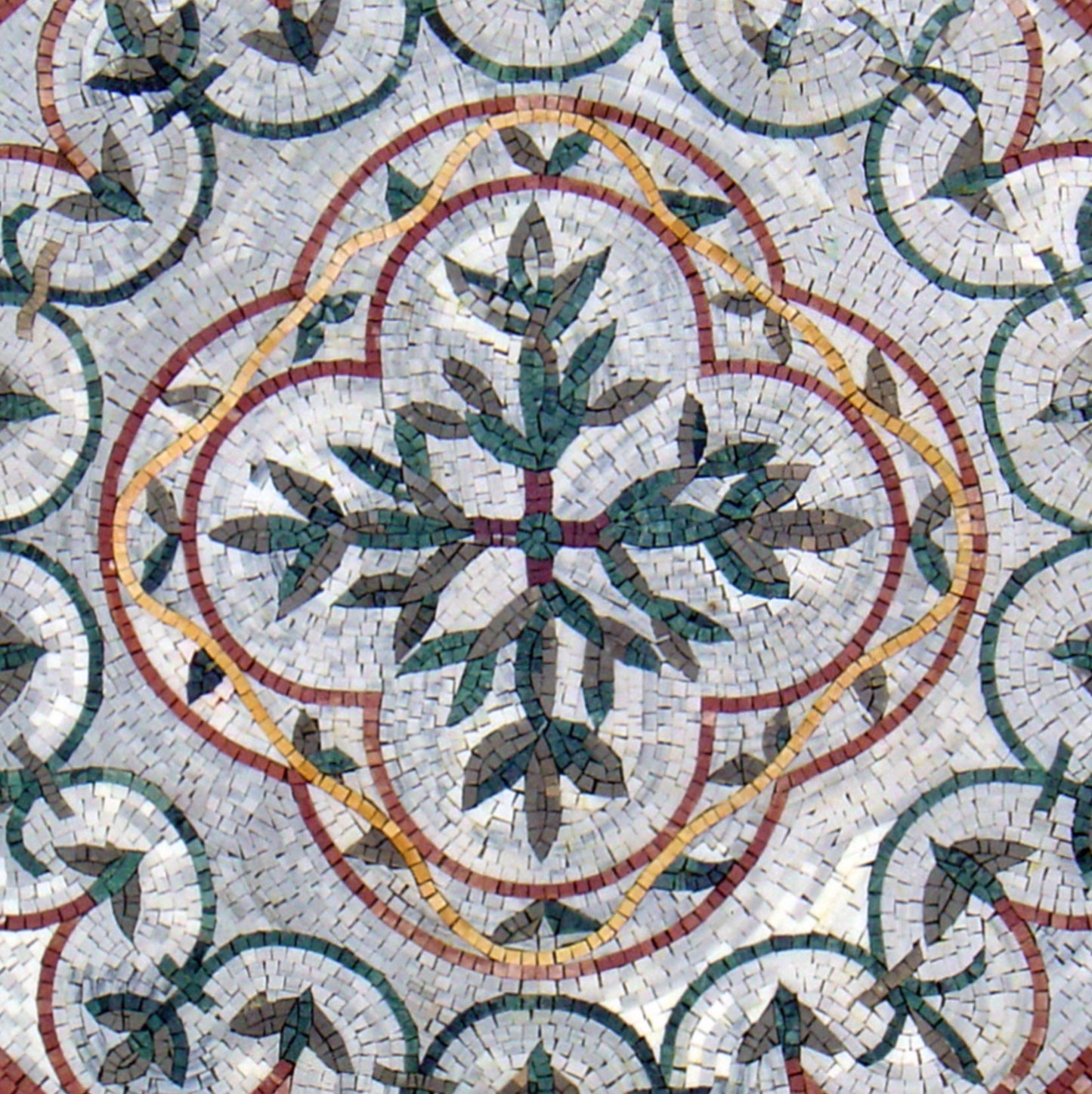 40” MEDALLION MOSAIC TILES |Square Shape Botanical Pattern Mosaic Tiles For Living Room | Tiles For Interior And Outdoor Entry And Walls