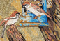 Handmade Nightingale Mosaic Tile Art: Bird on Branch, Marble & Stone (28” x 20”)