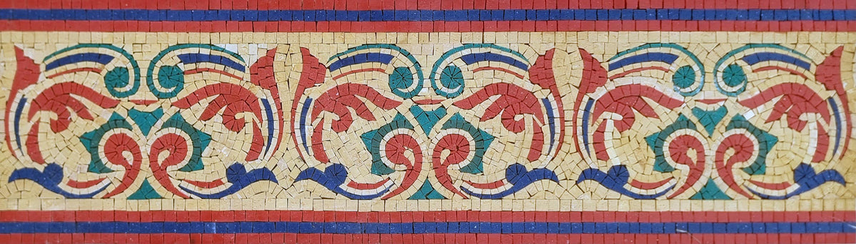 40"x10" Bathroom Mosaic Border Tile – Custom Handmade Marble Accent Strip, Decorative Wall & Floor Trim, Customization available
