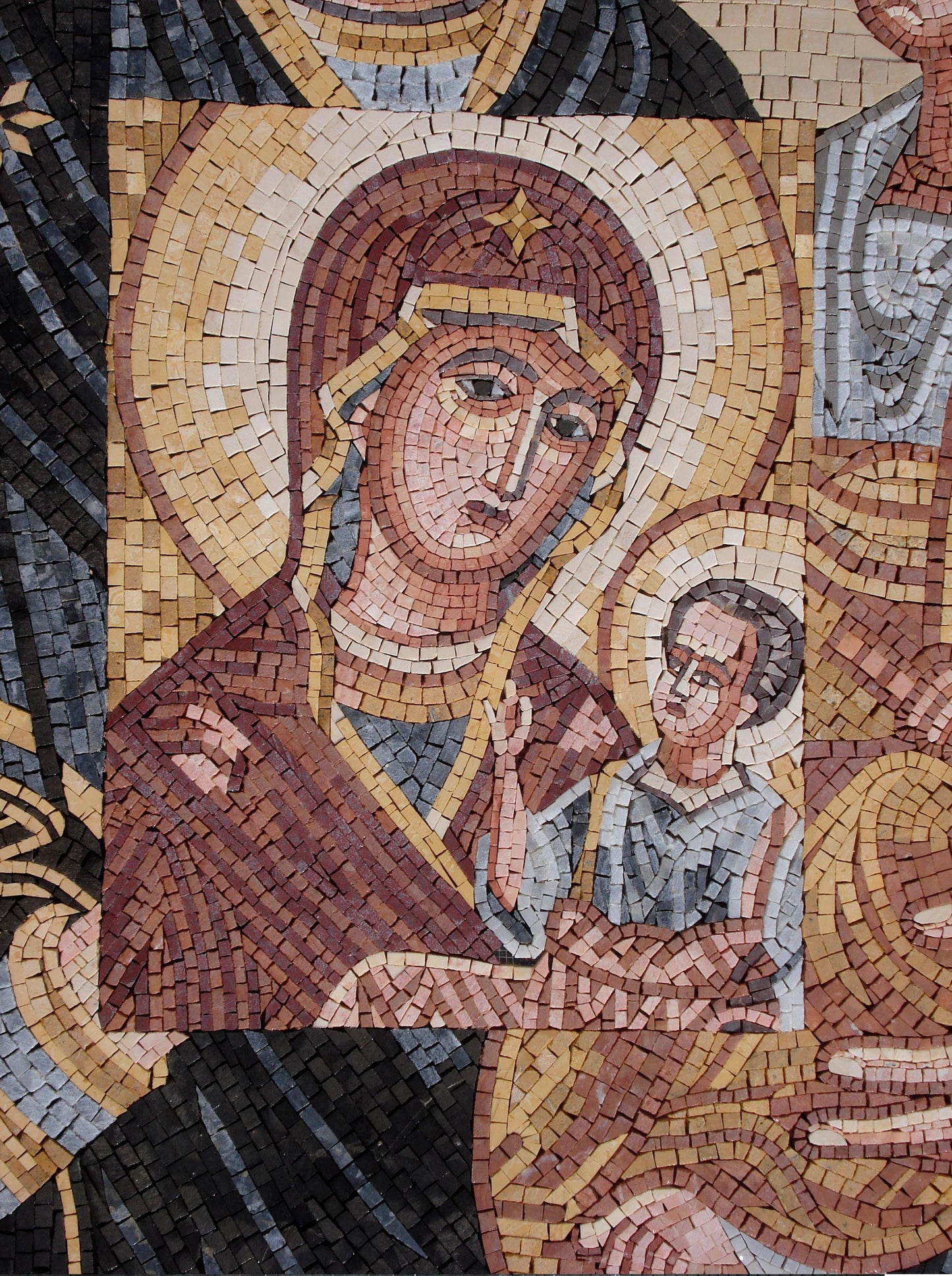 34"x48" Virgin Mary and Baby Jesus Mosaic –Christian Religious Decor, Customization Available