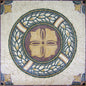 Floral Mosaic Tile: 40" Square Marble Mural, Indoor/Outdoor