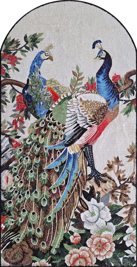 Custom Handmade Peacock Mosaic – Mosaic Glass Wall Art, Luxury Decorative Tile, Personalized Mosaic Art