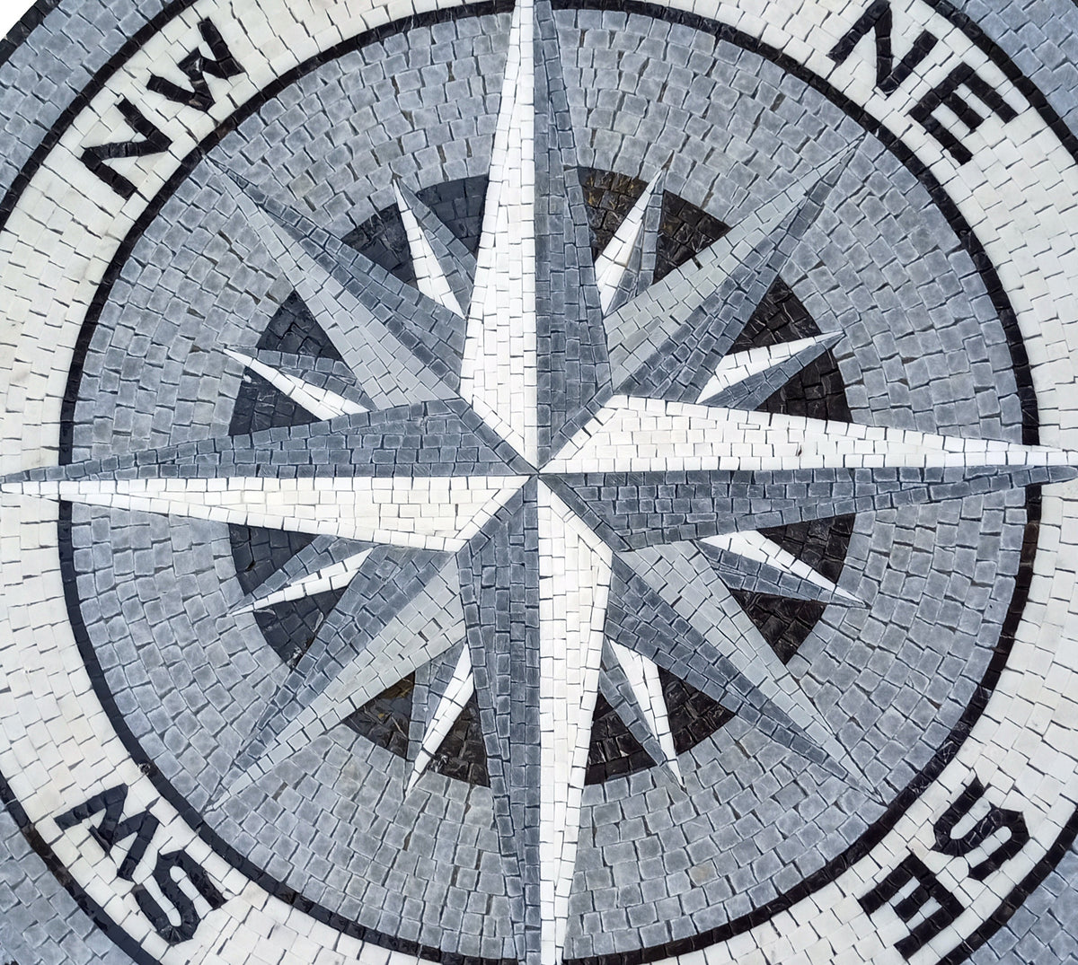 Artisan Craftsmanship: Handmade Compass & Pool Medallion Marble Mosaic Tiles - Customization available