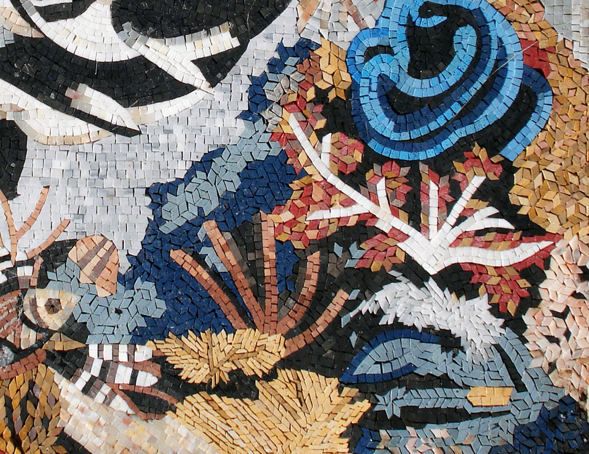 Handmade Dolphin Mosaic Backsplash: Sea Animal Marble Tile Art