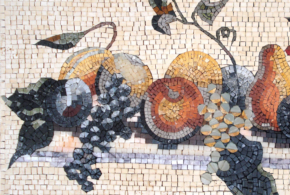 Handmade Fruit Bowl Mosaic Tile Art: Kitchen Backsplash or Wall Decor