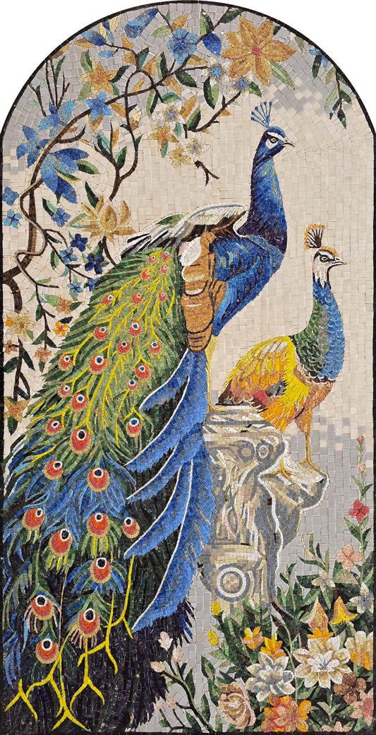 Custom Handmade Peacock Mosaic – Mosaic Glass Wall Art, Luxury Decorative Tile, Personalized Mosaic Art