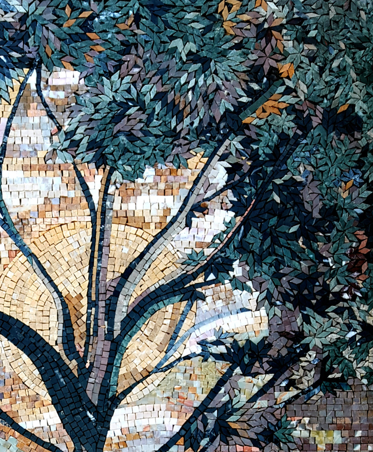 Handmade Marble Mosaic: Botanical Tree Wall Art (44” x 36”)