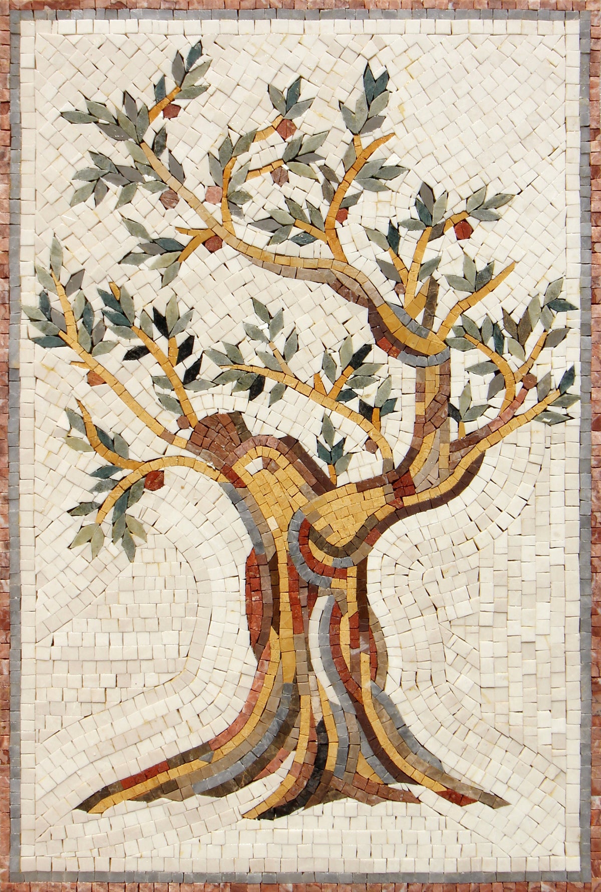 OLIVE TREE MOSAIC - Backsplash Marble Mosaic Tiles. Customization. Handcrafted Roman Mosaics