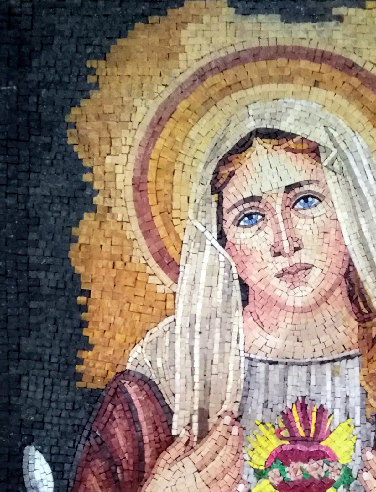 30"x40" Divine Mother Mary Mosaic – Byzantine Virgin Mary Icon, Customization available
