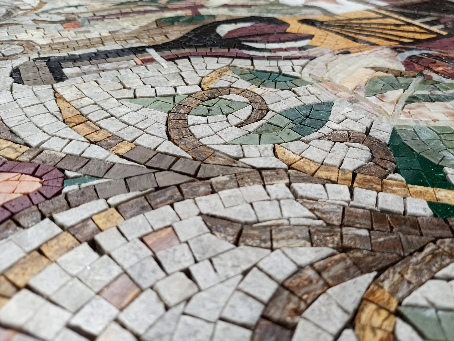Tuscan Wine Mosaic: Handmade Marble Still Life Backsplash (24” x 16")