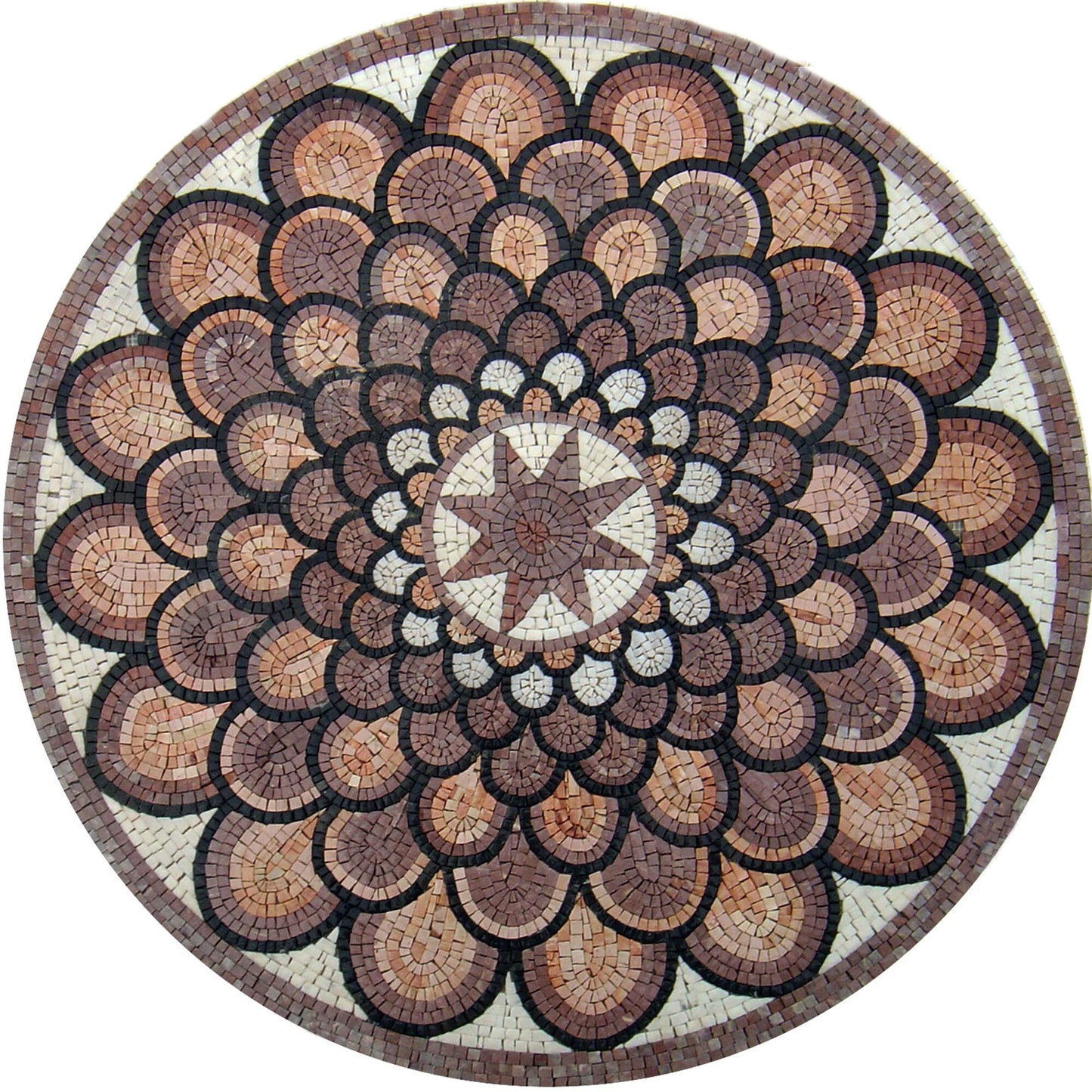 36" Handmade Marble Mosaic Medallion Art Tile Décor