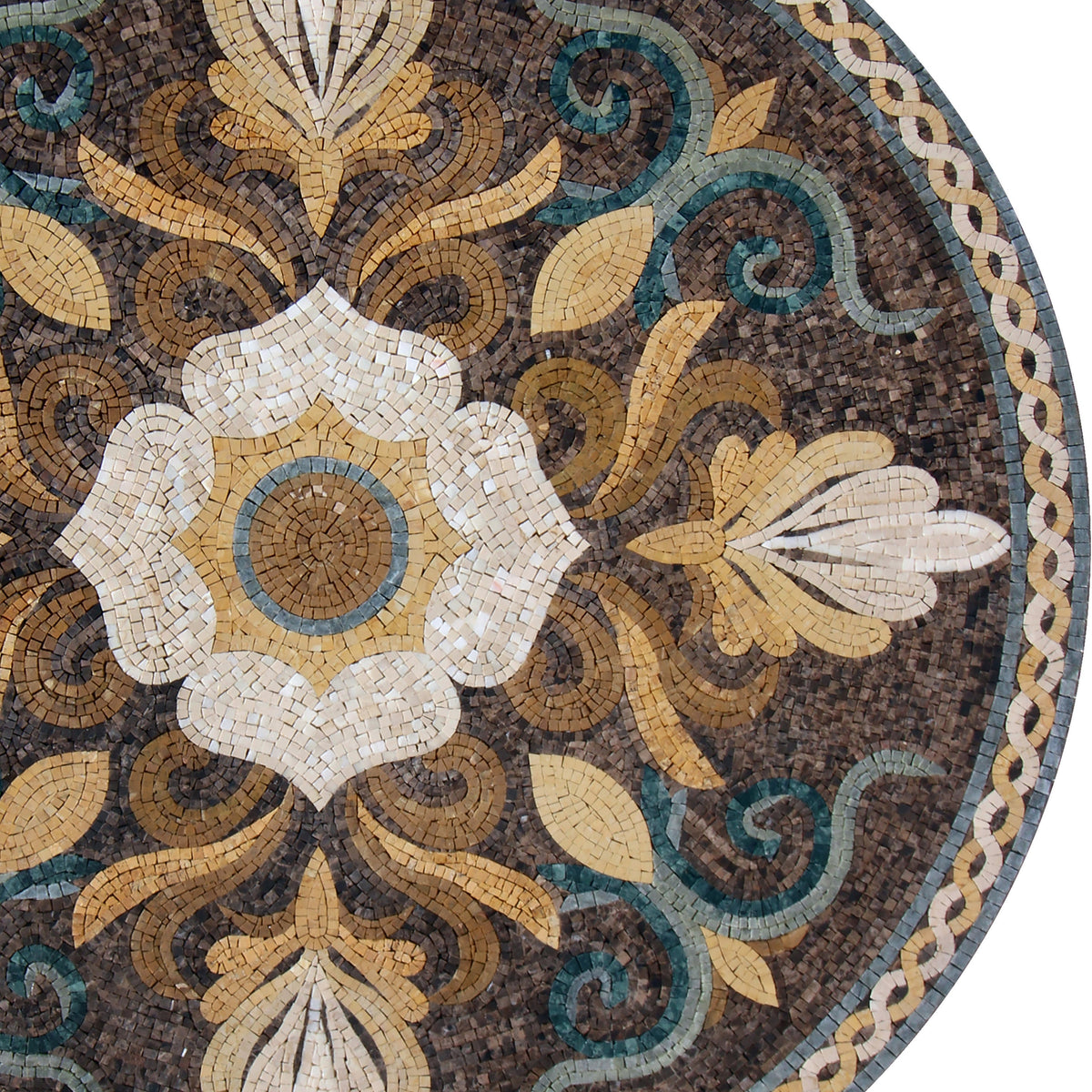 Golden Bloom - Handmade Floral-Inspired Patterned Mosaic Medallion - Customization available
