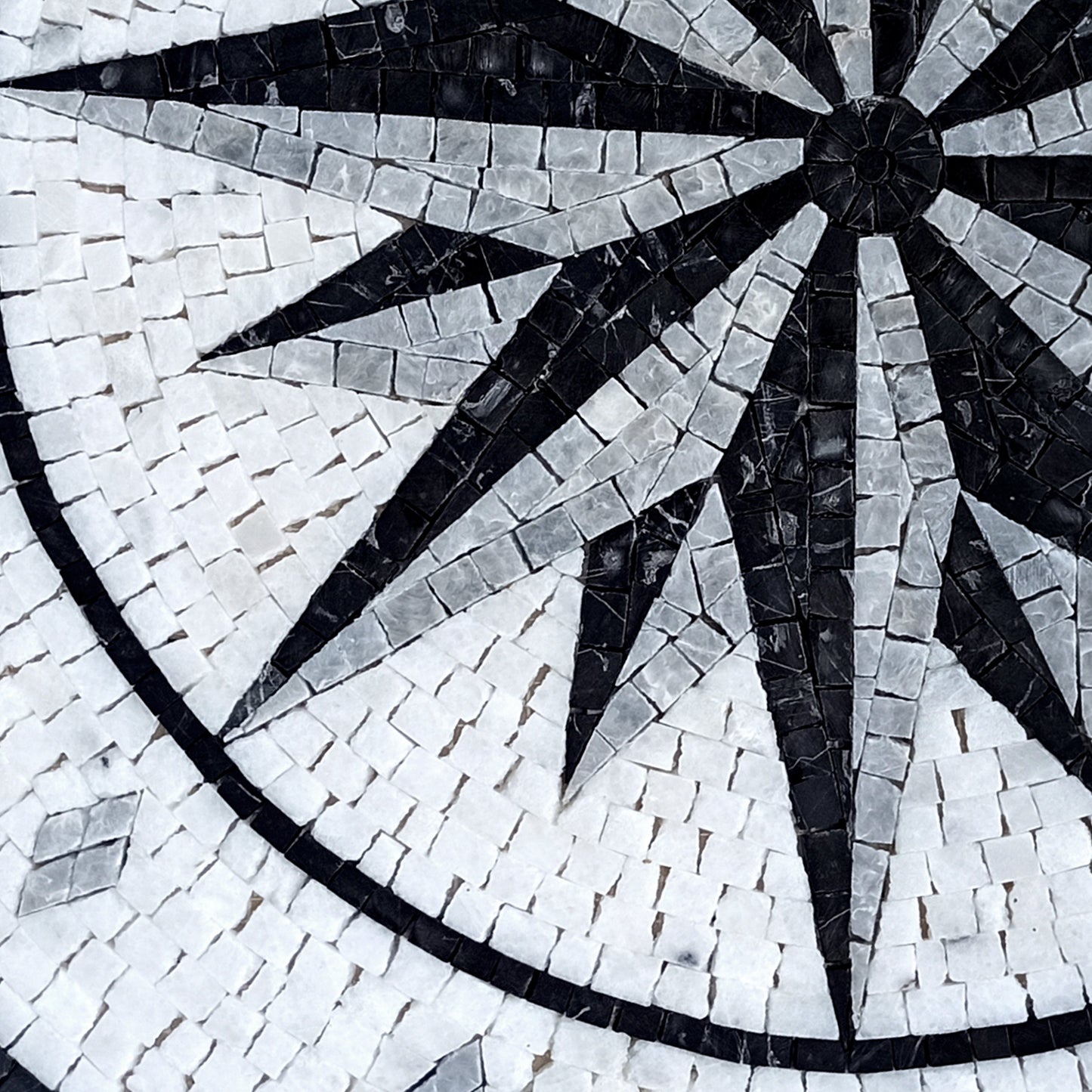 Artisanal Beauty: Handmade Compass & Pool Medallion Marble Mosaic Art Tiles - Customization available