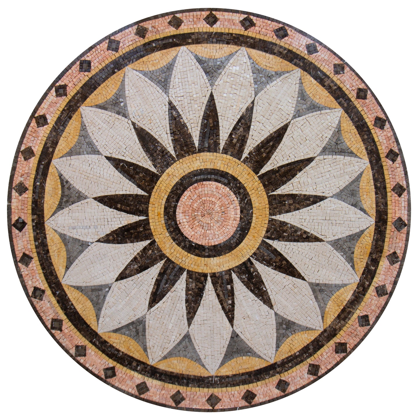 Seafaring Splendor - 32" Handmade Nautical Rose Compass Round Mosaic Art Tile - Customization available
