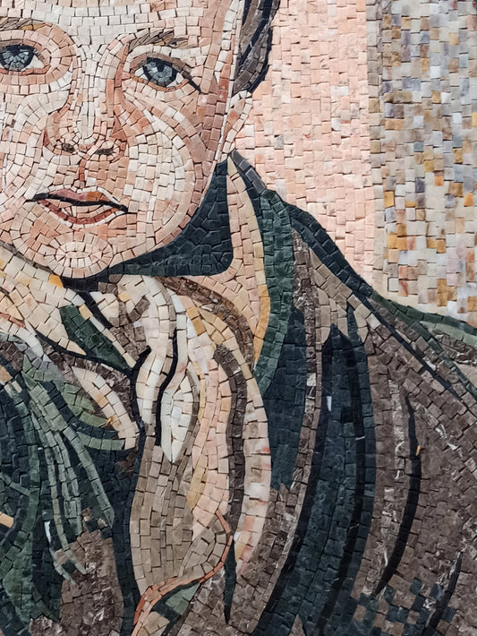 CUTE KID MOSAIC Tiles | Portrait Of Cute Child Reproduction Mosaic Art Tiles | Turkish Artist Mosaic Backsplash Tiles For Walls