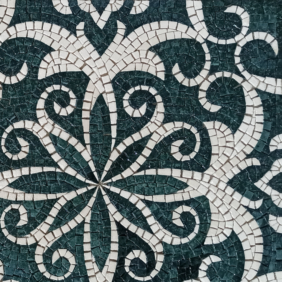 Botanical Medallion Mosaic Tile: Handmade Marble Backsplash (24”x 24")