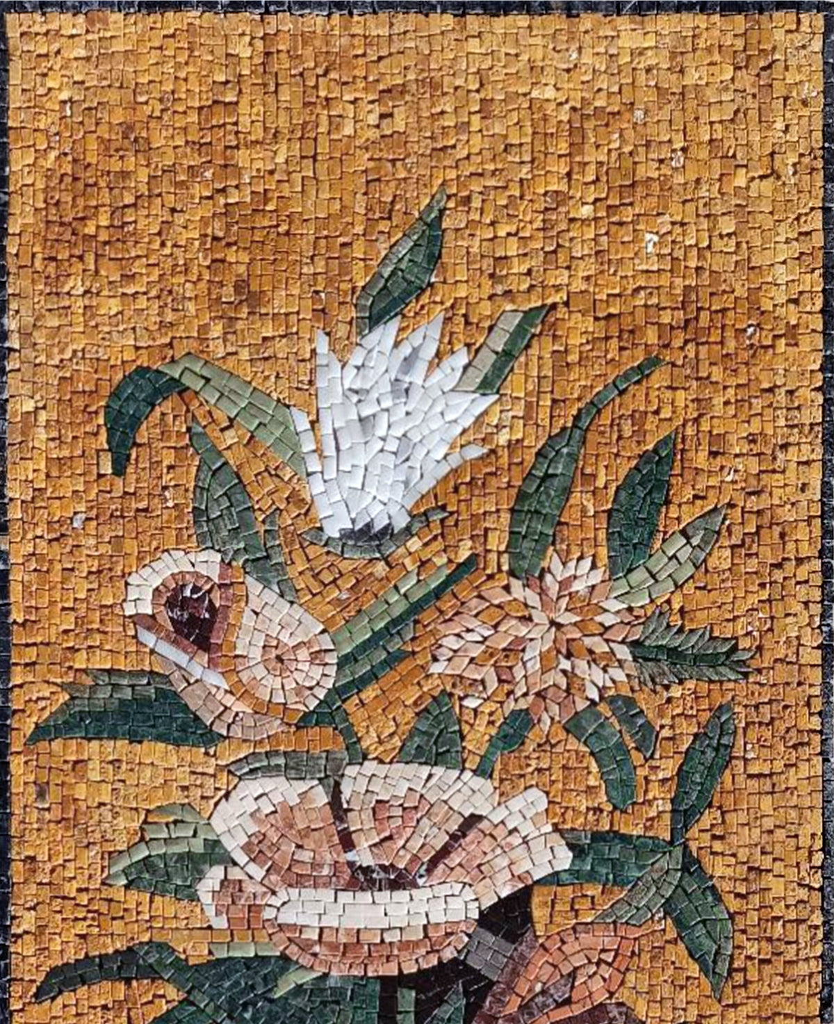 Handmade Marble Mosaic Flower Art: Rose Vase Wall Decor (48” x 20”)