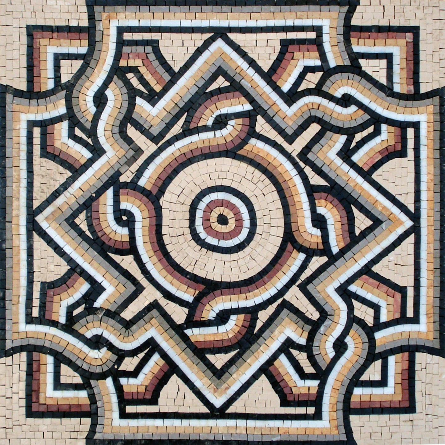 Handmade Colorful Marble Mosaic Tile Medallion (24")