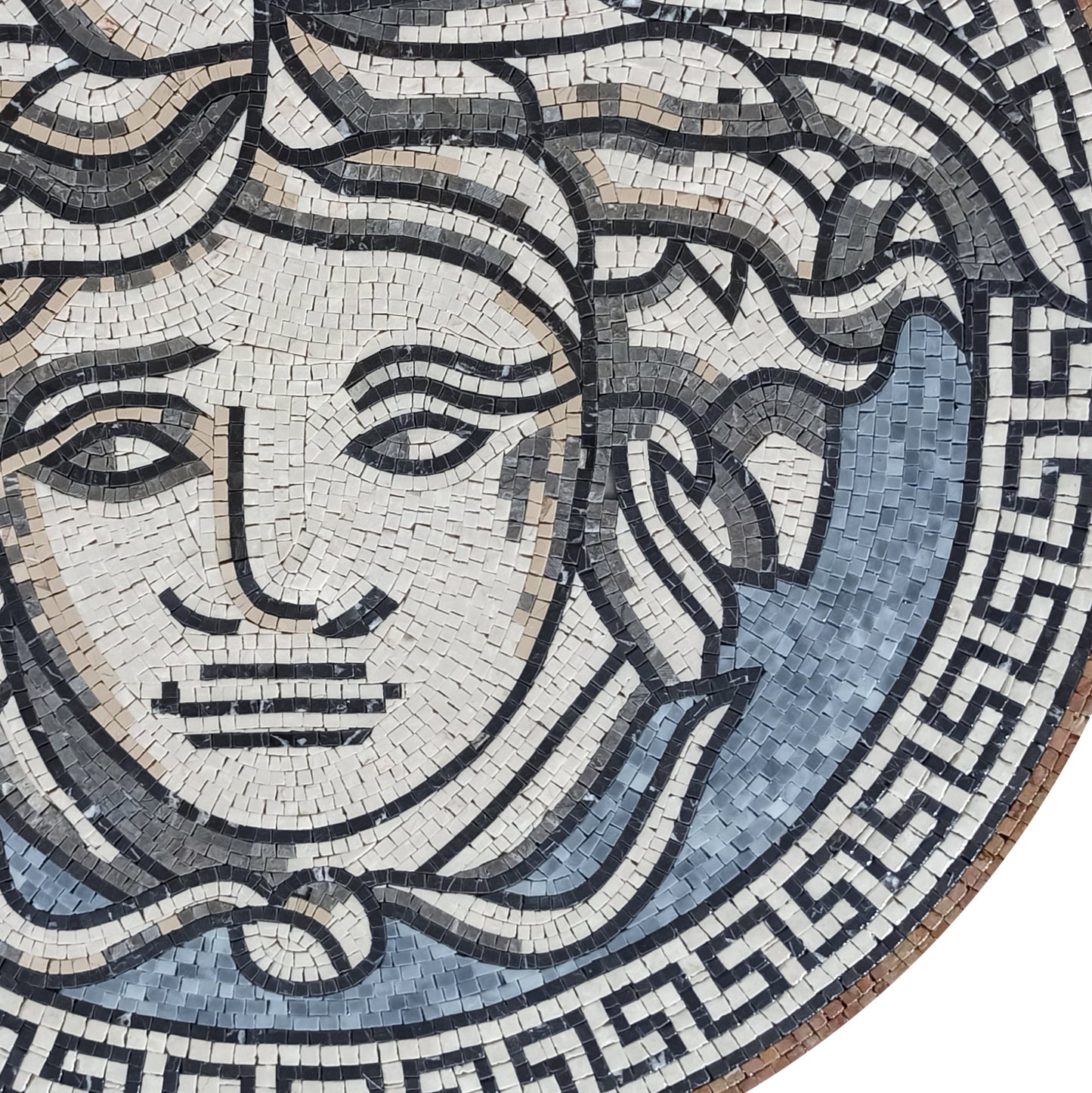 Mythical Marvel - Handmade Multitoned Medusa Head Marble Mosaic Medallion Art Tile - Customization available