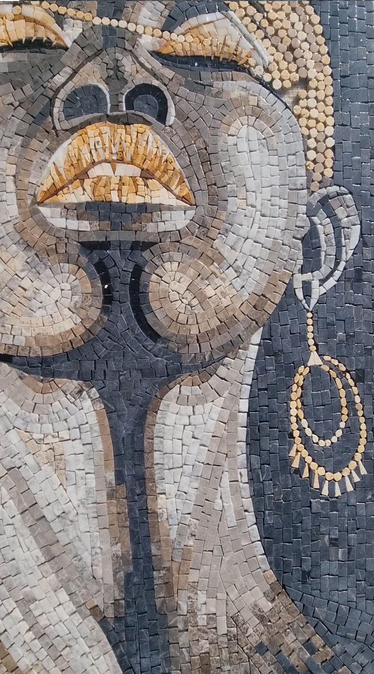 Handmade Marble Mosaic Art: Elegant Lady Portrait Wall Decor (40"x20")