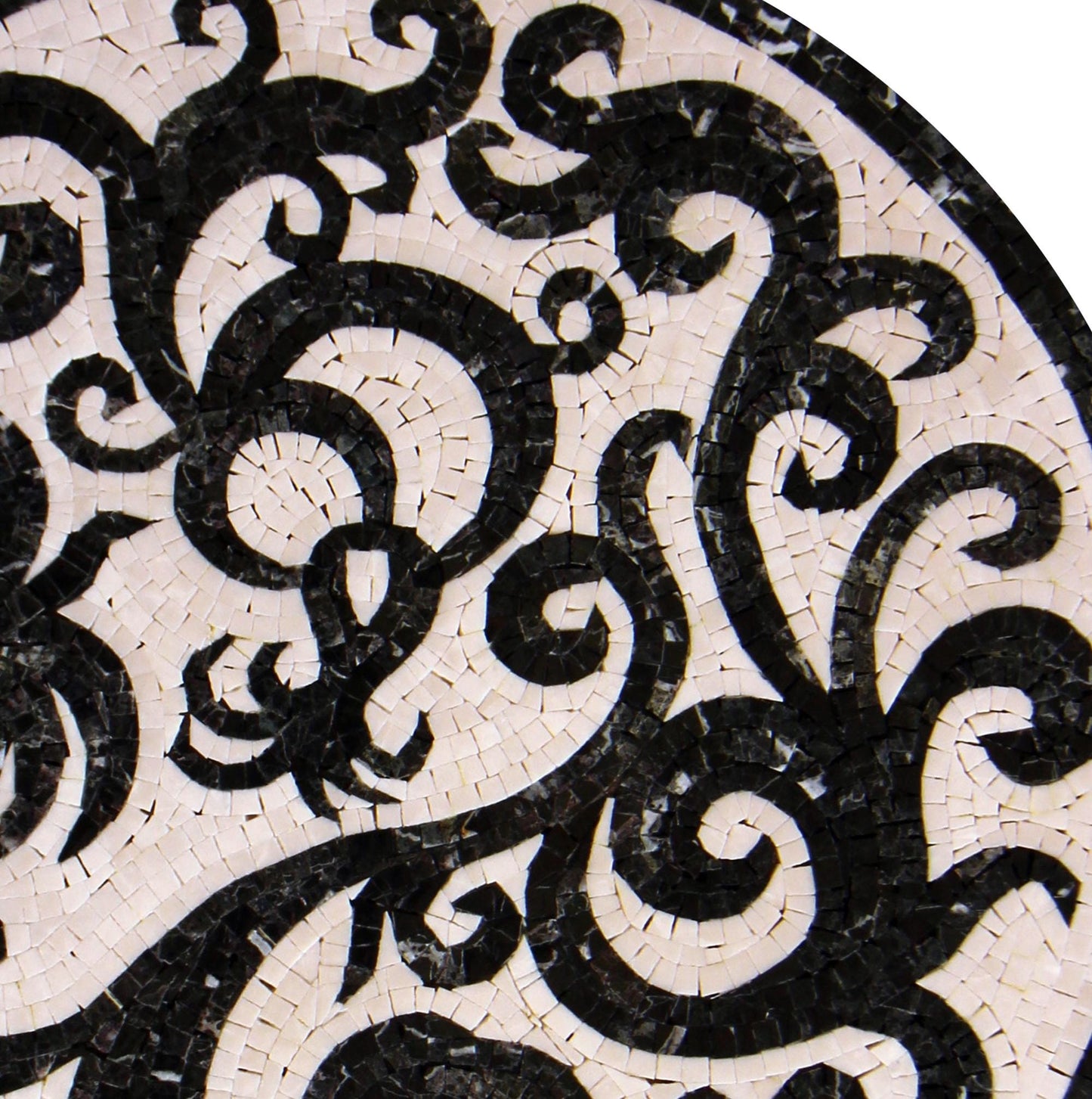 Handmade Marble Mosaic Medallion: 20-Inch Round Tile Art Inlay