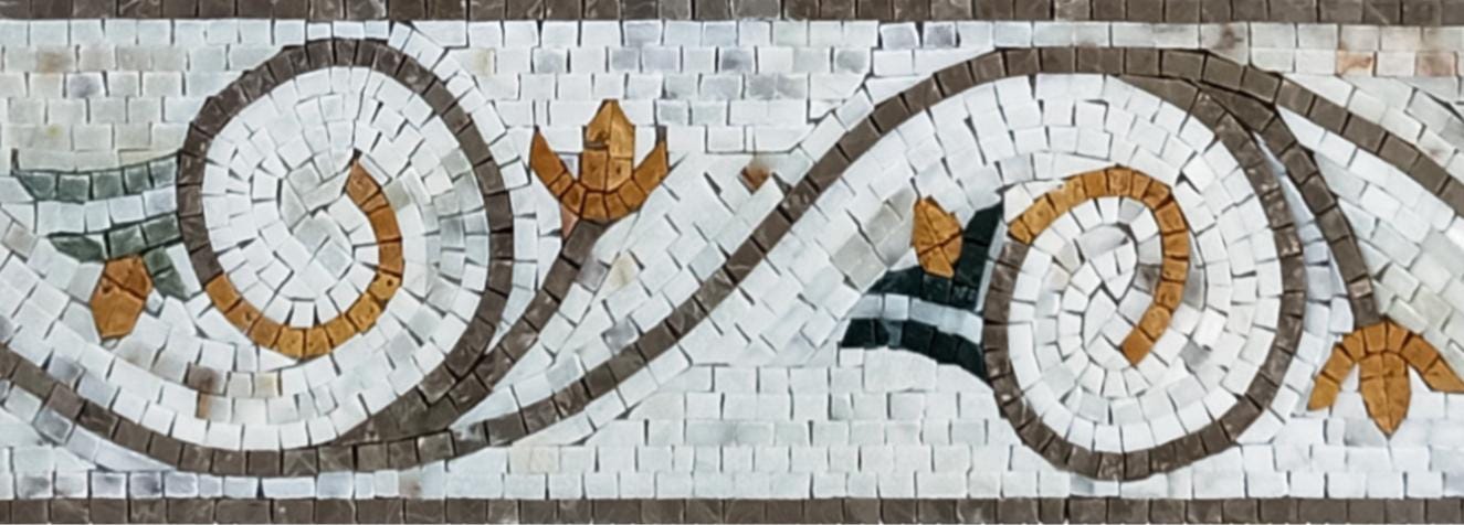 6″ Copper‑Tip Vine Border Mosaic – Handmade Marble Tile Backsplash Trim, Customization available