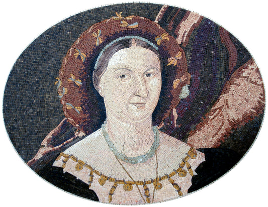 Duchess Woman Marble Mosaic Mural: Handmade Indoor/Outdoor Wall Art