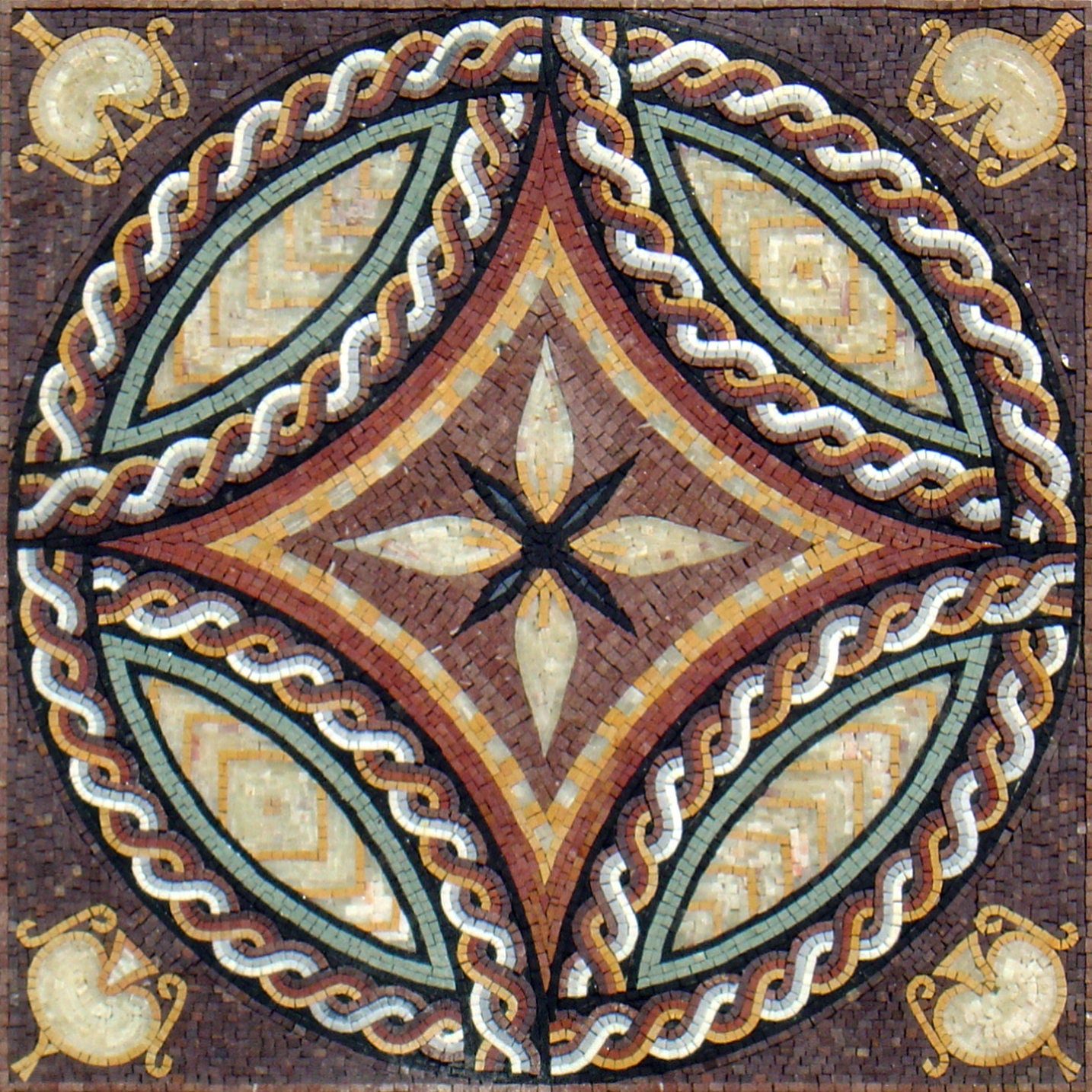 32” MEDALLION MOSAIC TILES | Square Inlay Art Mosaic Tiles For House Warming | Marble For Interior And Outdoor Hallway Entry And Walls