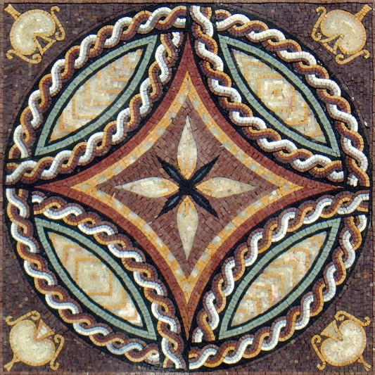 32” MEDALLION MOSAIC TILES | Square Inlay Art Mosaic Tiles For House Warming | Marble For Interior And Outdoor Hallway Entry And Walls