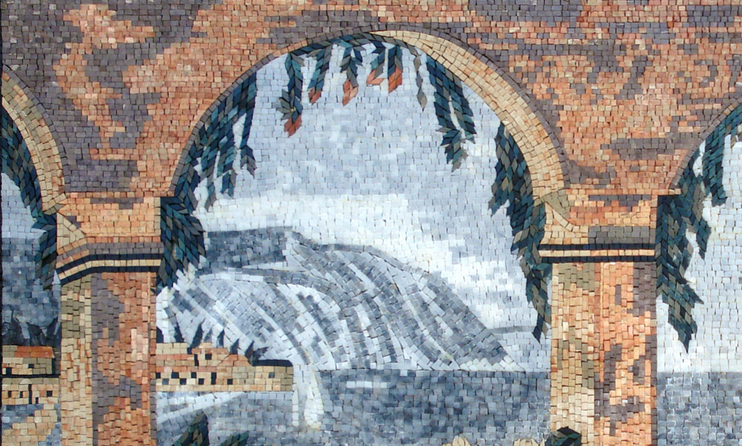 Handmade Beach View Marble Mosaic Tile Art (60” x 36”)