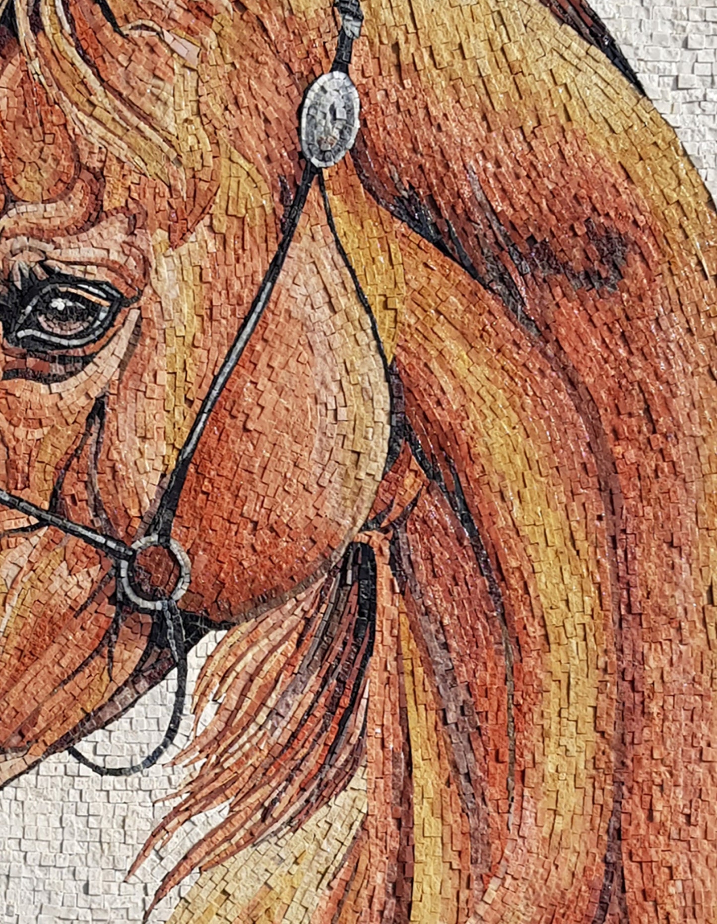 Handmade Horse Mosaic Tile Art: Living Room Wall Decor (40” x 32”)