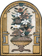 Handmade Marble Mosaic Flower Vase Wall Art: 48" Natural Stone Decor