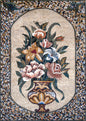 Handmade Marble Mosaic Wall Art: Flower Vase Home Decor (44” x 32")