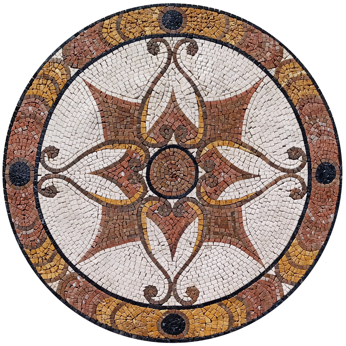 Timeless Beauty - 32-Inch Handmade Marble Mosaic Medallion - Patterned Art Tile Décor - Customization available