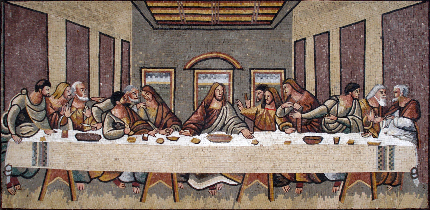 Handmade Marble Mosaic Tile Art: Leonardo Da Vinci's Last Supper