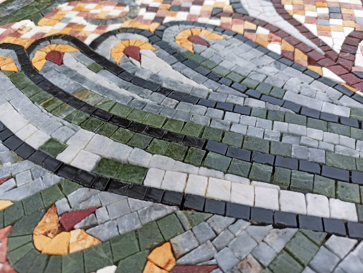 PEACOCK MOSAIC TILES | Animal Mosaic Tiles For New House | Mirror Peacock Sitting On Tree Artwork Tiles For Walls And Peacock Lovers
