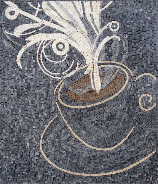 Handmade Coffee Mosaic Tile Art: Marble Wall Hanging (32” x 22”)