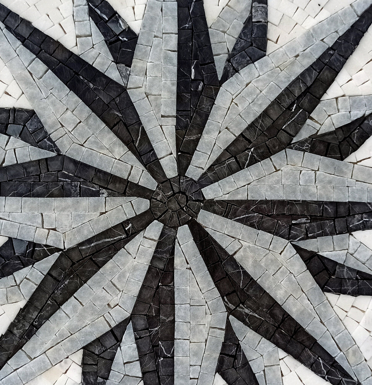 Handmade Compass Mosaic Tile: Nautical Stone Backsplash (32x32)