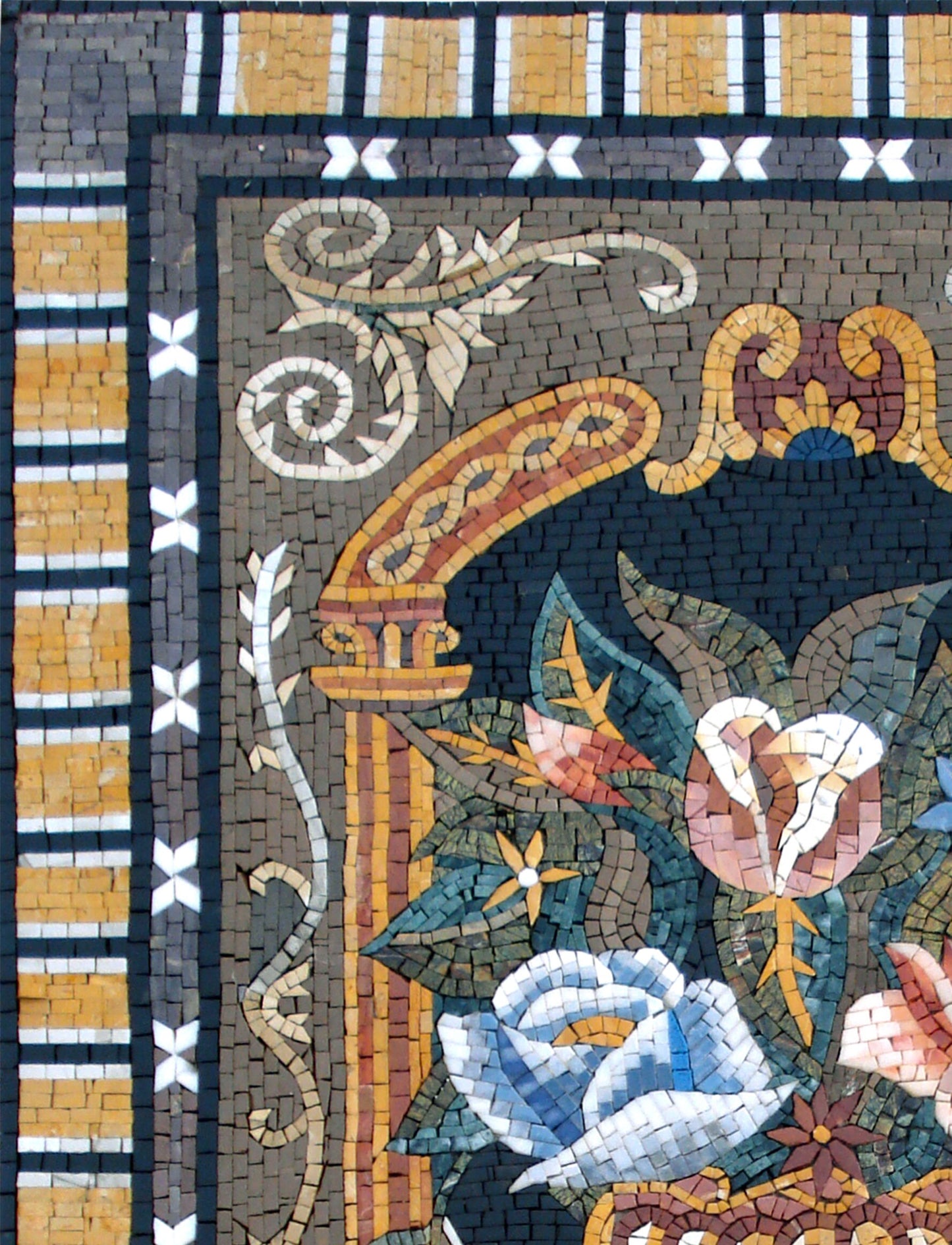 Handmade Marble Mosaic Wall Art: Flower Vase Home Decor (44” x 32”)
