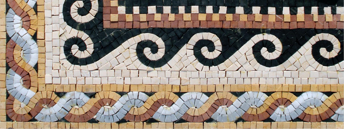 8″ Multi‑Pattern Greek‑Key Border Mosaic – Handmade Marble Tile Trim, Customization available