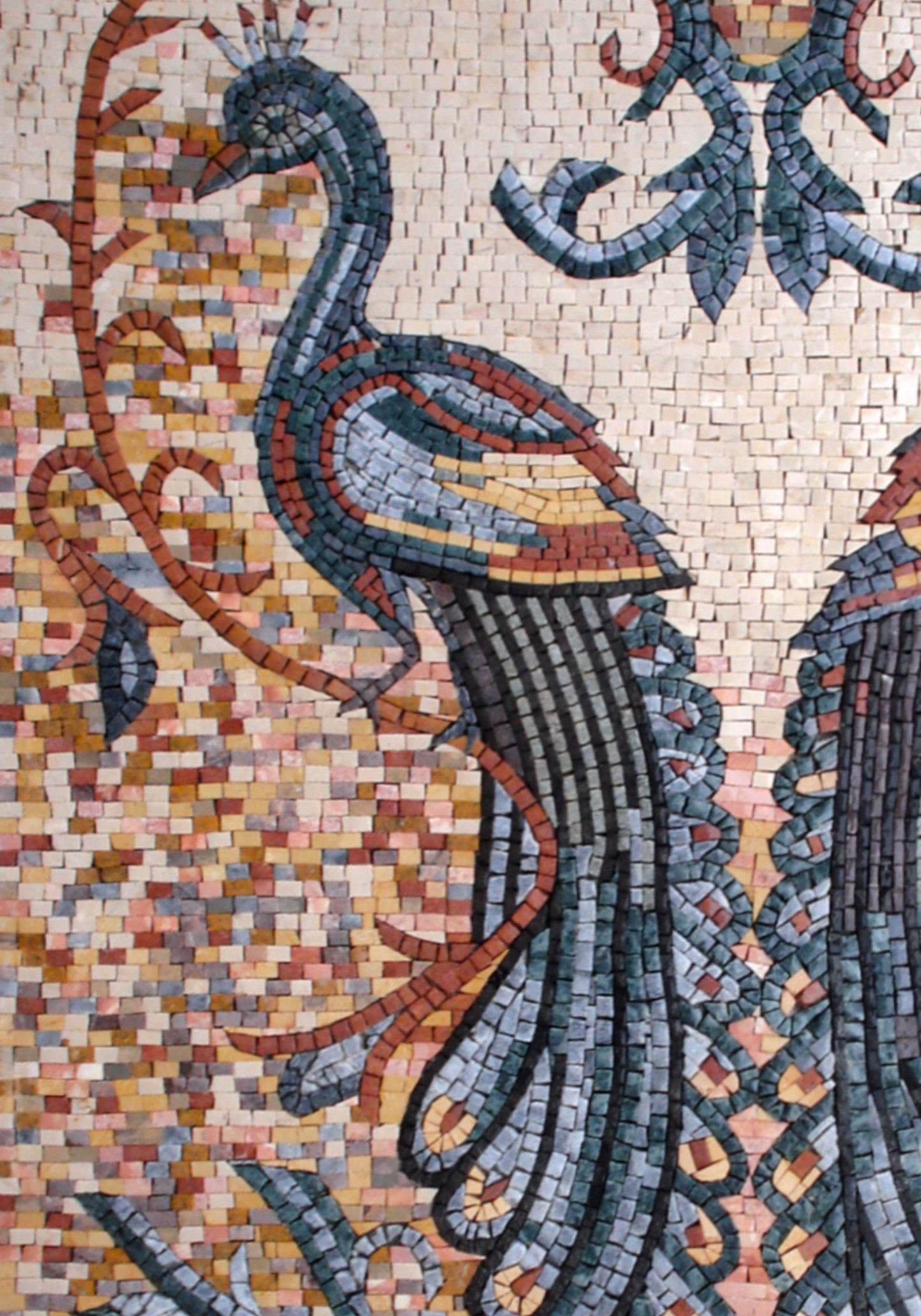 AN146 Bathroom Backsplash, Peacocks Mosaic Art
